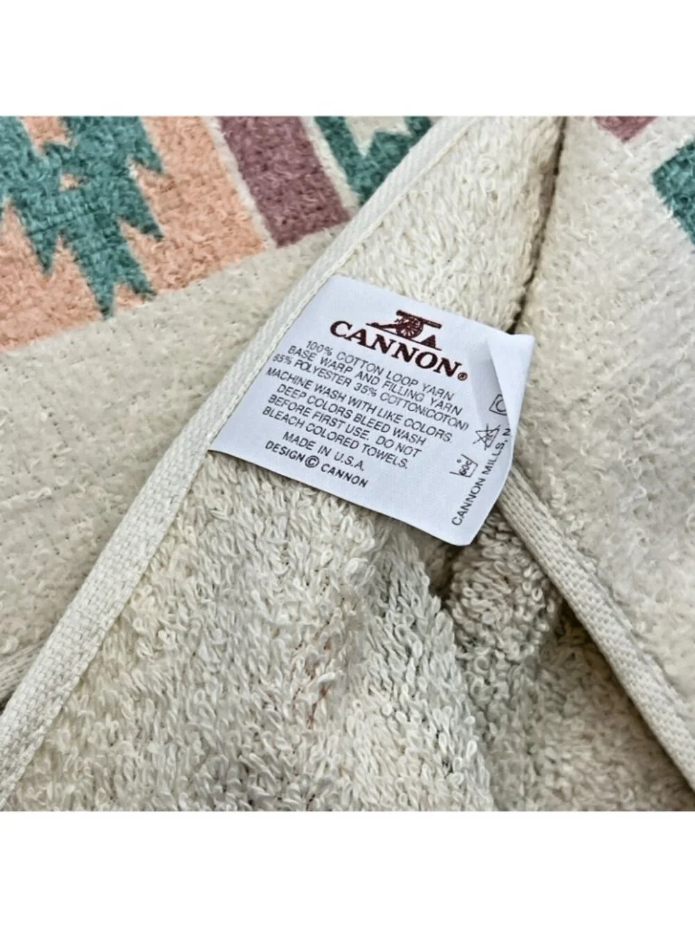 Vintage Cannon Kitchen Towels Southwest Peach Green 2 Pc Set NWT USA